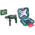 Bosch Electric Combi Drill EasyImpact 600 (600 W, in Carrying Case) & 34pc. X-Line Drill and Screwdriver Bit Set (for Wood, Masonary and Metal, Accessories Drill and Screwdriver)