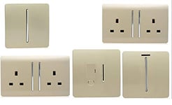 Trendi Switch Artistic Modern Glossy Switches & Sockets Utility Room Trade/Multi Buy Room Pack in Champagne Gold