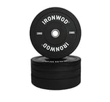 EXTREME FITNESS Ironwod Black Olympic Rubber Bumper Weight Plates Barbell Weights Set for Strength Training and Weightlifting 2" (20kg Pair)