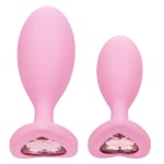 First Time Crystal Booty Duo Butt Plugs Pink Heart Jewel Gem Anal Training Set