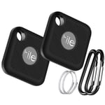 2Pack Silicone Protector Case Compatible with Tile Pro Item Finder 2020 and Tile Pro 2018, Compatible with Anti-scratch Tile Pro Protective Cover Protector Case with Carabiner Keychain (Black)