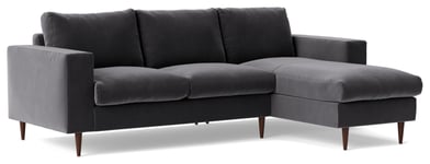 Swoon Evesham Velvet Right Hand Corner Sofa - Granite Grey 5 Seater