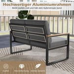 Balkongmöbler väderbeständig trädgårdsmöbelset med aluminiumstomme balkongset med bänk grå