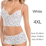 Sexy Lingerie Sets Bra & Panties Sheer Lace White 4xl