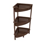 3 Tier Corner Storage Shower Rack Shelf Organiser Kitchen Bathroom Caddy - BROWN