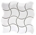 mosaik ws fan pattern uni white glossy wave 9,3x8,8x0,8