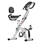 3 In 1 Folding Exercise Bike,Magnetic X-Bike Recumbent Fitness Bike with 8-Level Adjustable Resistance-White