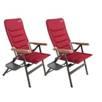 2 x Quest Bordeaux Pro Comfort Recline Folding Camping Chair With Side Table