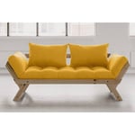 Inside75 Banquette méridienne style scandinave futon jaune BEBOP couchage 75*200cm