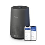 Philips 800i Series Compact Air Purifier, 49m2, HEPA & Activer Carbon Filter, Removes Up To 99,5% Of The Particles & Aerosols From The Air*(1), Connected with Air+ App, Black (AC0850/31)