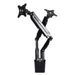 SilverStone SST-ARM21B - Two ARM LCD LED Monitor Mount Bracket, adjustable, with gas-spring, 360° Rotation, -90°/+15° tilt up/down, 90°/-90° Swivel - Max VESA 100x100, black