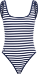 Piquet Stripe Scoopneck Swimsuit - White/Navy