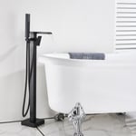 Black Bathtub Taps Free Standing with 2 Handle Handheld Shower Bath Filler Mixer