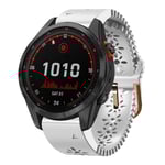 Garmin Fenix 7S Solar Silikon Klockarmband med Spetsdeisgn - Vit