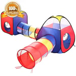 4 in 1 Kids Toddler Tunnel Pop Up Play Tent Indoor Outdoor Cubby Playhouse
