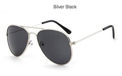 Aviation sunglasses For Boy And Girl Pilot Sun Glasses Children Sunglasses Kids Sunglasses Eyewear UV400 (Lenses Color : C6 Silver Black)