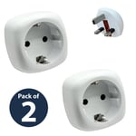 EU to UK Plug Adapter | Converts Euro 2 pin Schuko to UK Mains 3 Pin Adaptor