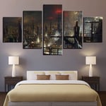 WENXIUF 5 Panel Wall Art Pictures Tiny city,Prints On Canvas 100x55cm Wooden Frame Ready To Hang The Animal Photo For Home Modern Decoration Wall Pictures Living Room Print Decor