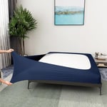 Alyvia Spring Housse en Maille de Jersey Extensible pour sommier tapissier, enveloppe Les 4 côtés, Cache-sommier pour hôtel et Maison, pour lit King/King Size californien/Olympic Queen, Bleu Marine