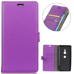 KM-WEN® Case for Sony Xperia XZ3 (5.7 Inch) Book Style Litchi Pattern Magnetic Closure PU Leather Wallet Case Flip Cover Case Bag with Stand Protective Cover Purple