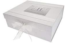 WHITE COTTON CARDS 11th Steel Anniversary Memories of This Year, Large Keepsake Box, Glitter & Words, Wood, 27.2x32x11 cm