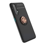 Dedux Case Compitable for Oppo Find X2 Lite, Ultra Thin Soft Silicone Support Magnetic Car Mount Cover With 360 Rotating Finger Ring Holder. Rose Gold + Black