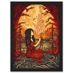 Red Witch Concept Art Fire Priestess Art Nouveau Artwork Framed Wall Art Print A4
