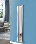 NRG 1600x272mm Vertical Flat Panel Designer Modern Bathroom Central Heating Radiator Chrome Single Column