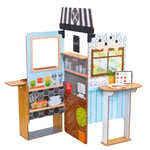 KidKraft Let's Pretend Pop-up Restaurant Play Kitchen, Wooden Toy Kitchen with Play Food and Kitchen Accessories, Foldable Kids' Kitchen set with Chalkboard, Kids' Toys, 20121