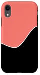 Coque pour iPhone XR Motif géométrique bicolore corail, rose et noir