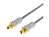 Deltaco - Digial Audiokabel (Optisk) - Spdif - Toslink Hane Till Toslink Hane - 3 M - Fiberoptisk - Svart, Silver