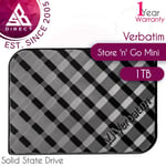 Verbatim Store 'n' Go Mini 1TB SSD Solid State Drive│USB 3.2│Gen 1│For PC│Black