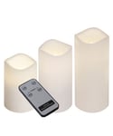 Paul LED kubbelys, høyde 18/15/11,5 cm, Hvit plast, med auto-av og fjernkontroll, pakke 3