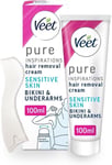 Veet Hair Removal Cream for Sensitive Skin 100ml Intimate Areas Bikini Line,