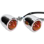 Universal 2X Chrome HL Röd Motorcykel Blinkers Lampor Indikatorljus