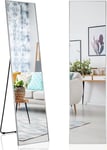 FANTASK 160 x 40 cm, Miroir Complet 2 en 1, sur Pied et Mural, argenté, pour Chambre à Coucher et entrée