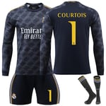 Madrid COURTOIS #5 2023/2024 RM Långärmad Höst, Vinter Borta Barn Fotbollströja/Shorts/Strumpor Set Ungdom Barn Storlekar 28