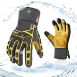 Vgo... Winter Waterproof Work Gloves Anti Impact Cowhide Touchscreen, Utility in