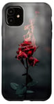 Coque pour iPhone 11 Motif floral brûlant rose