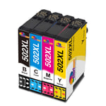 Clorisun 502XL Ink Cartridges for Epson 502 502XL Ink for Epson Expression Home XP-5105 XP-5100 XP5105 XP5100 WorkForce WF-2860DWF WF-2865DWF WF-2860 WF-2865 printer (Black,Cyan,Magenta,Yellow) 4 Pack