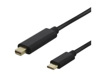 Deltaco - Adapterkabel - 24 Pin Usb-C (Hane) Till Mini Displayport (Hane) - Displayport 1.2 - 2 M - 4K60hz (3840 X 2160) Stöd, Aktiv, 1080P Stöd 240 Hz - Svart