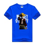 Men's T-Shirt Short Sleeve Crew Neck Shirt Breathable Quick-Drying Casual Plus Size Monkey D. Luffy Cotton Sportswear,Blue,XXL
