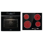 Hisense BI64211PB 77 Litre Built In Electric Single Oven With Pyrolytic Cleaning, Pizza Mode & E6432C Built-in 60cm Electric Ceramic Hob with Child Lock, Touch control, Timer Function