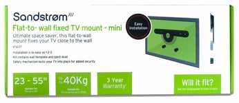 Sandstrom SFLEZ14 32"-75" Medium to Large TV Fixed Wall TV Mount Bracket RRP £99