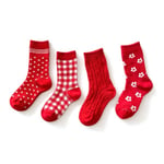 4 Pairs Children Socks Baby Red Christmas Trendy L