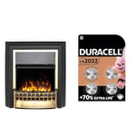 Dimplex Cheriton Deluxe Freestanding Optiflame Electric Fire & DURACELL 2032 Lithium Coin Batteries 3V (4 Pack) - Up to 70% Extra Life