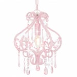 vidaXL loftlampe med perler rund E14 pink