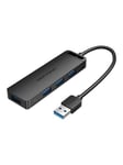 USB 3.0 Hub with 4 Ports and Power Adapter 1m Black USB hub - USB 3.0 - 4 ports - Sort