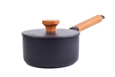 Cdycam Milk Pan 16cm Yukihira Stainless Steel Saucepan Multifunctional Sauce Pot with Wooden Handle (16cm, Carbon Steel)