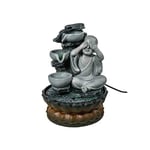 lachineuse - Fontaine à Eau Zen - Bonze Bouddhiste - 27 x 20 cm - Décoration Asiatique Japonaise - Figurine Moine - avec Cascade - Idée Cadeau Maison Asie - Feng Shui - Ambiance Zen - Coloris Gris